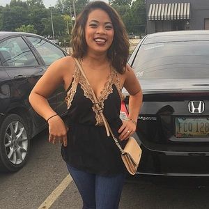 BKE Boutique Black + Lace Blousw